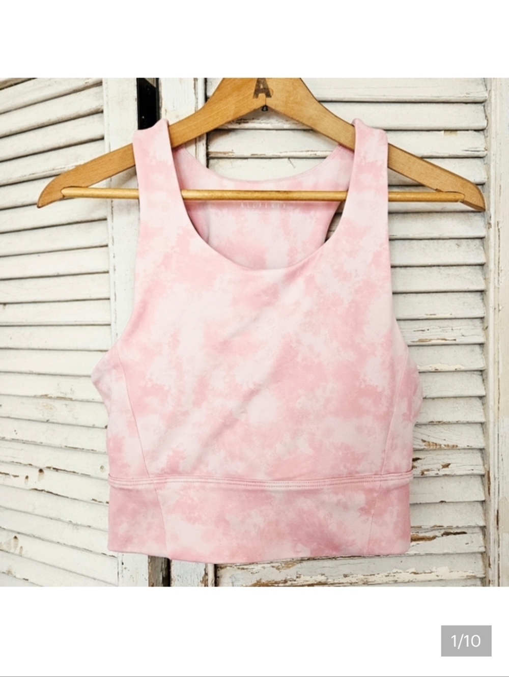 ALLFENIX Pink And White Tie Dye Longline Yoga  Sports Bra Large